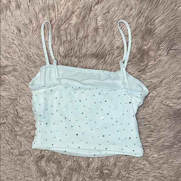 White Rhinestone Ruched Crop Top – Size S ✨ - Picture 4 of 4